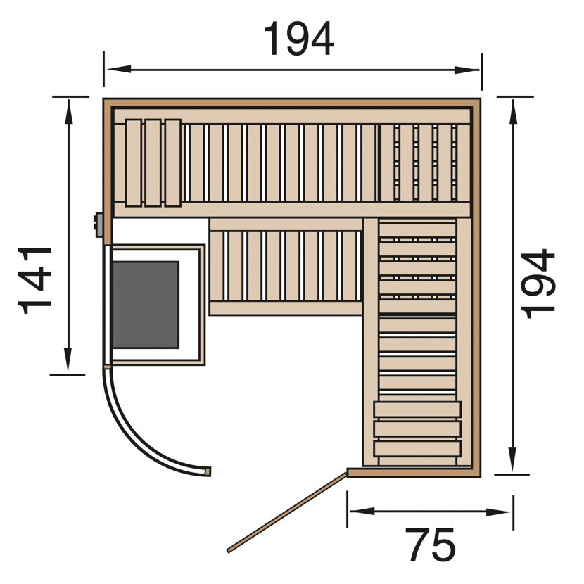 Sauna "Sara 1" mit Maßen