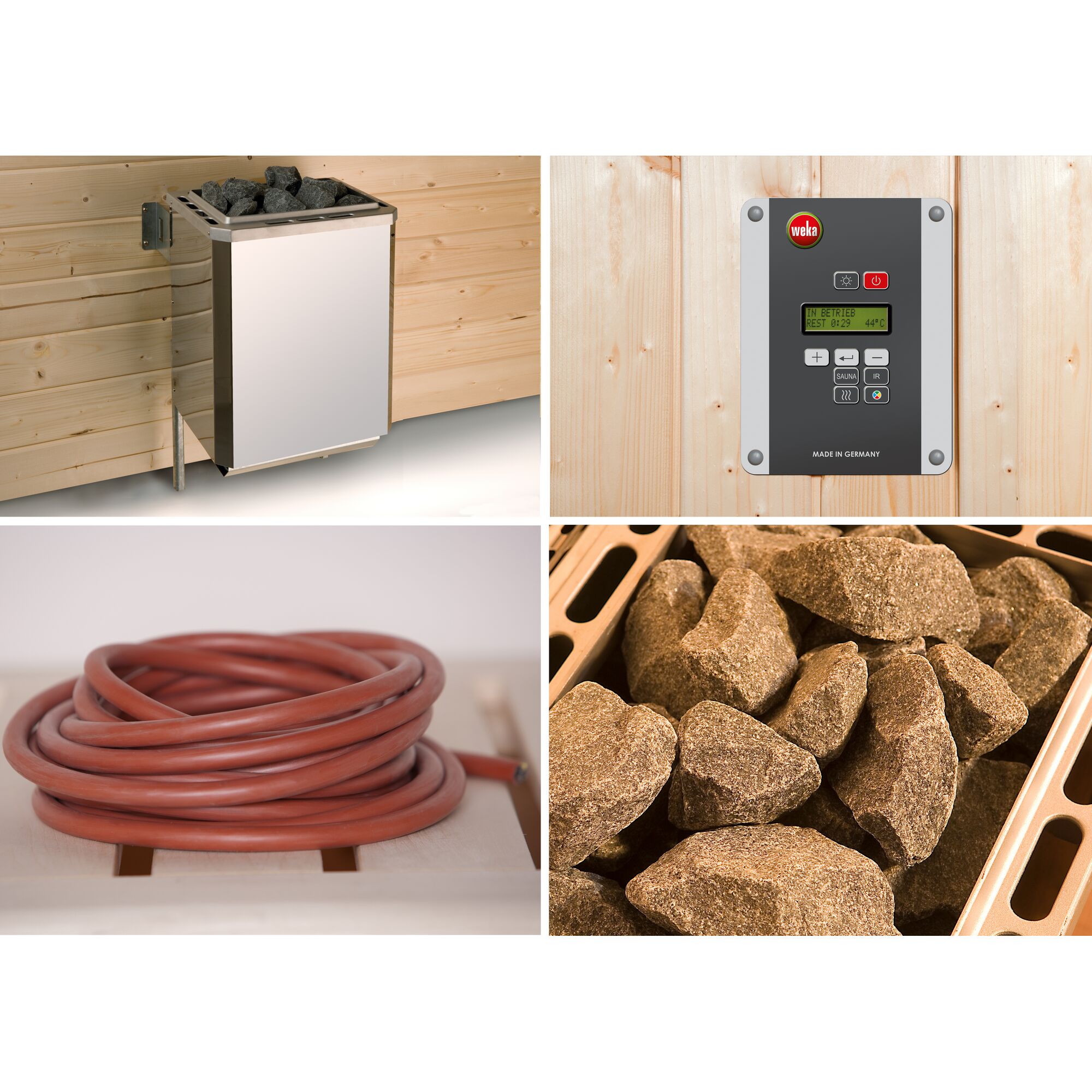Saunaofenset 4 - 4,5 kW BioS mit Ofen, Steuerung, Saunasteinen und Anschlusskabel