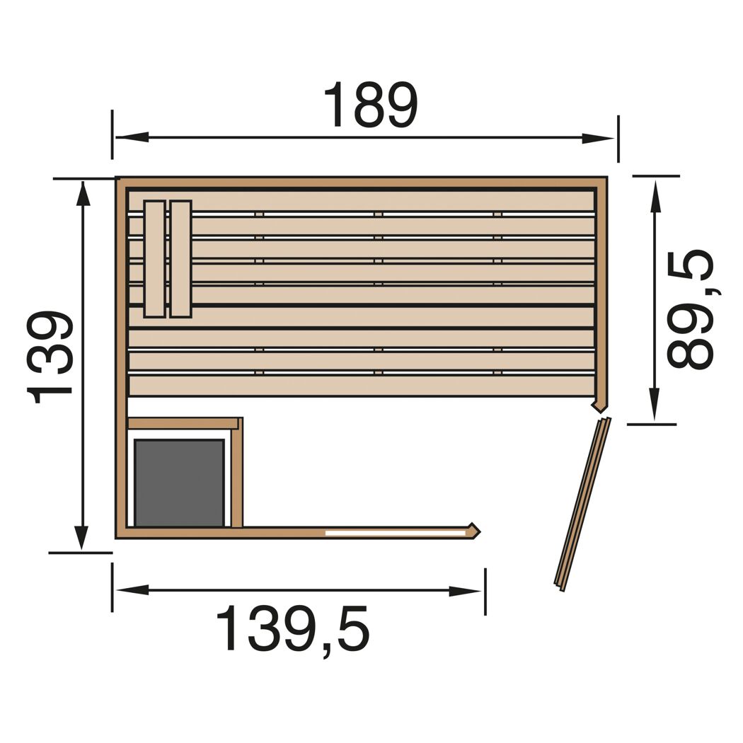 Sauna 539 GTF mit Maßen