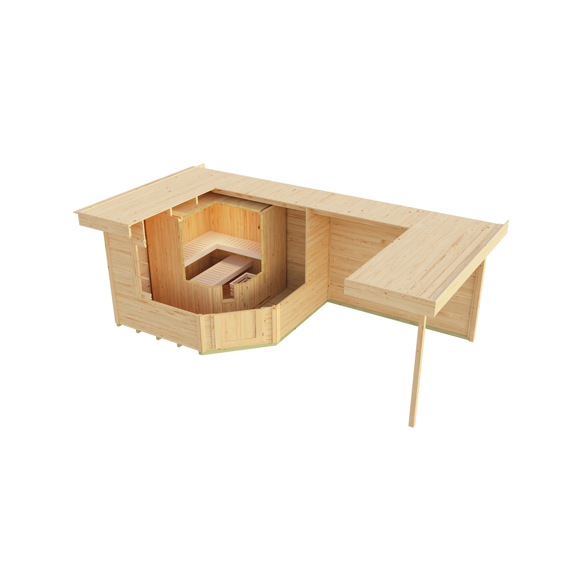 Saunahaus 'Salo' natur mit Sauna Varberg 3 ohne Ofen 593 x 298 x 237 cm