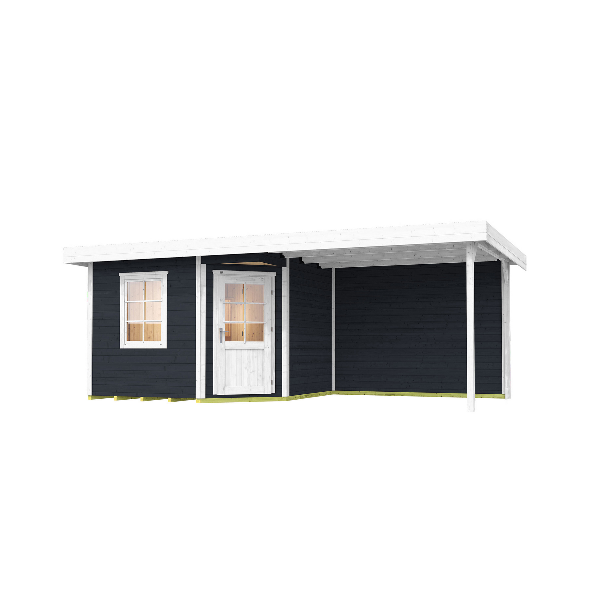Saunahaus 'Salo' anthrazit mit Sauna Varberg 3 ohne Ofen 593 x 298 x 237 cm