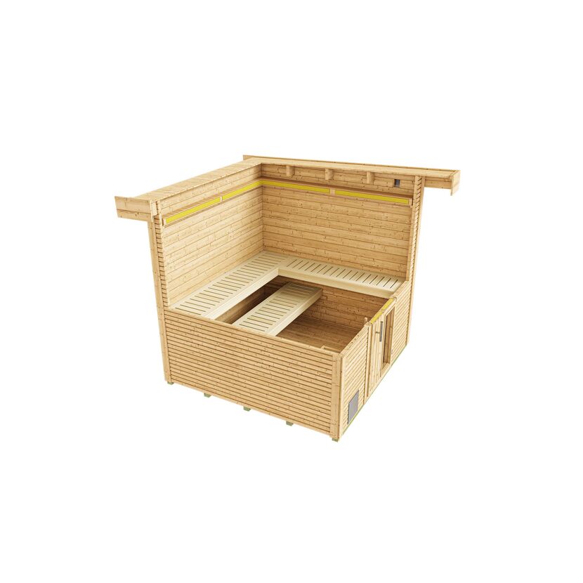 Saunahaus 'Kuopio' anthrazit Holztür, Fenster 238 x 238 x 253 cm, ohne Ofen