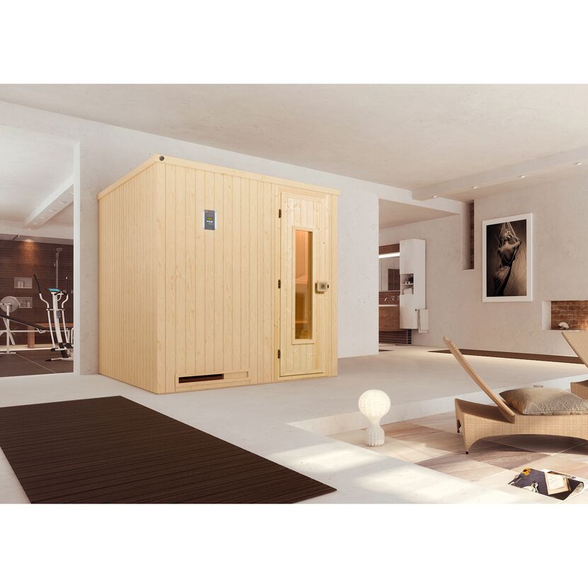 Sauna HALMSTAD 2 in einem modernen Wohnzimmer