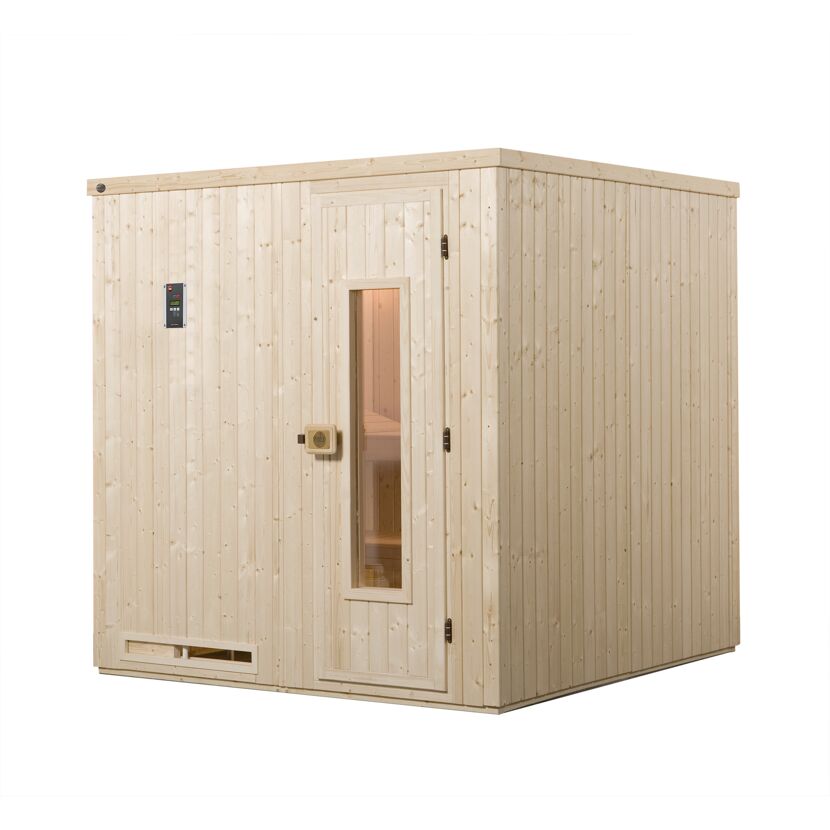 Elementsauna HALMSTAD 2 aus hellem Holz