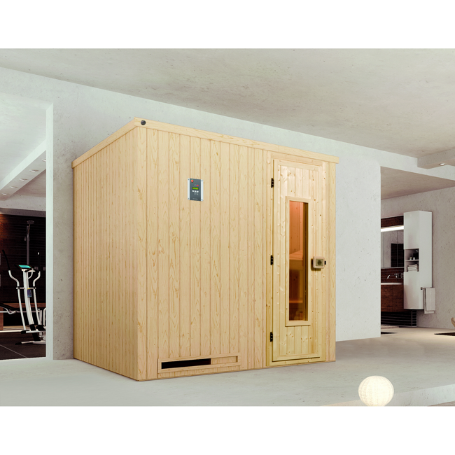 Bild von Elementsauna 'Halmstad' 194 x 144 cm mit Holztür