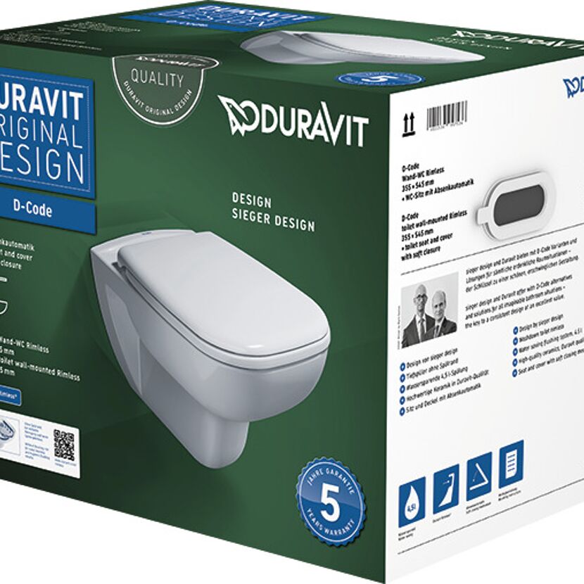 Wand-WC spülrandlos 'D-Code' inklusive WC-Sitz weiß