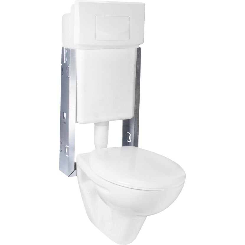 Wand-WC-Komplettset mit Spülkasten weiss 5-tlg.