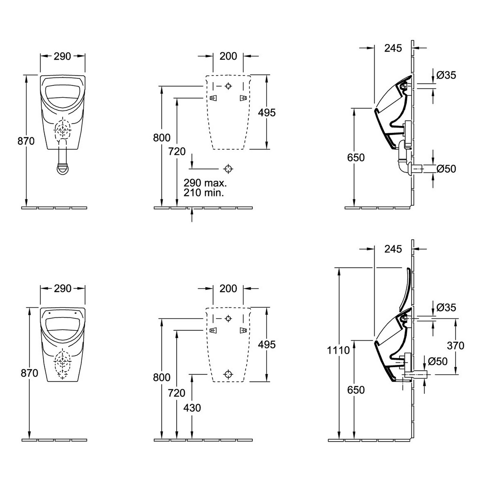 Urinal 'O. Novo' Compact 290 x 495 245 mm