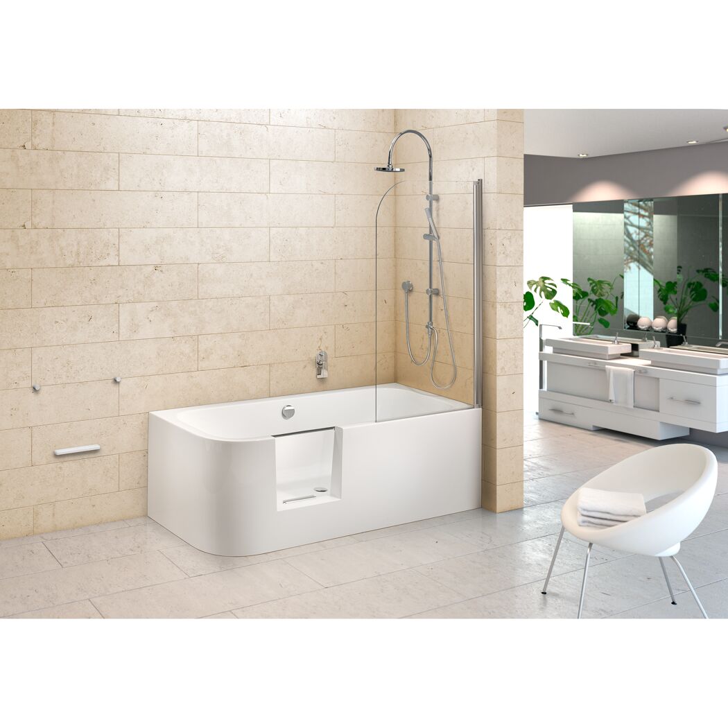Badewanne 'Free-Gate' links Sanitäracryl weiß 1800 x 800 mm
