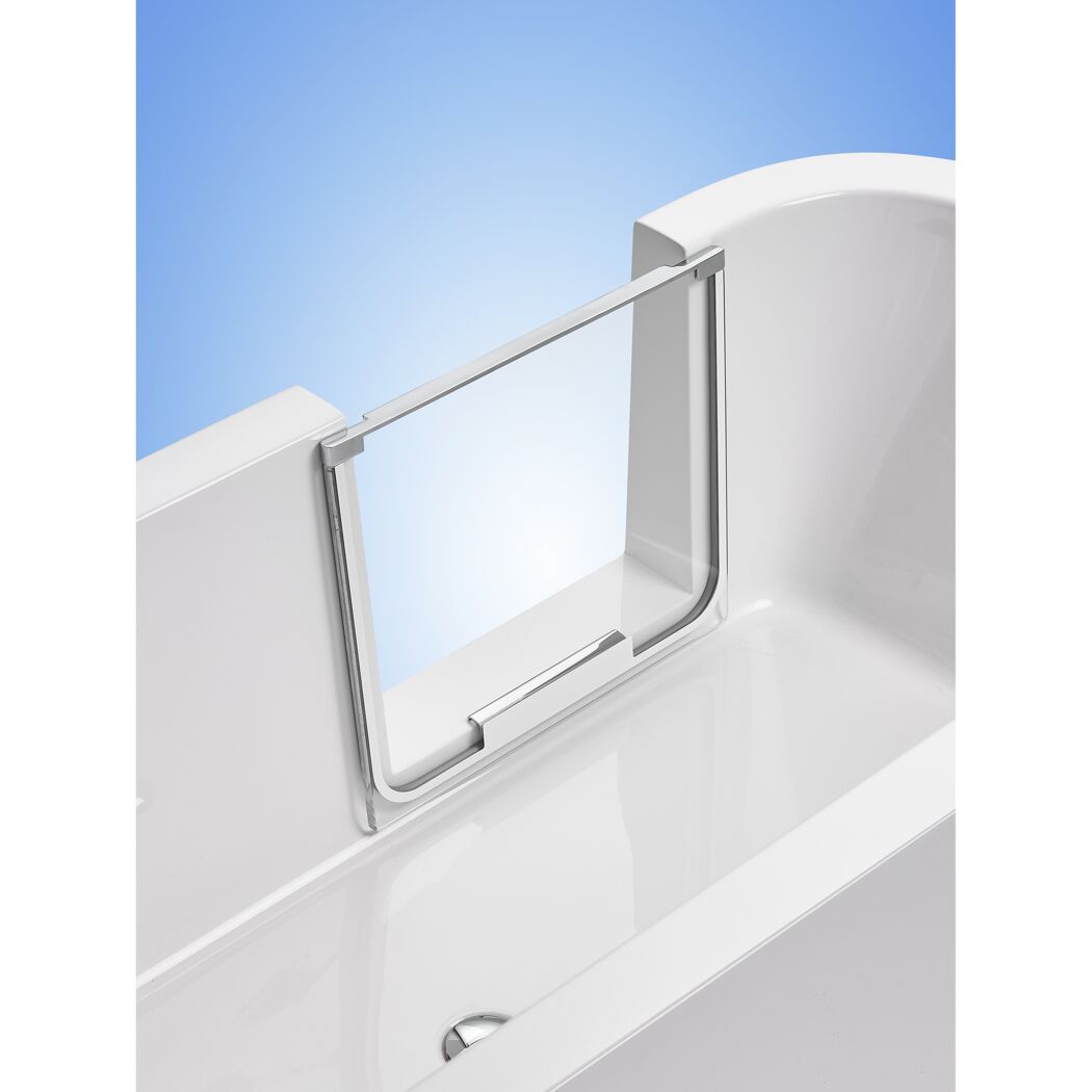 Badewanne Free-Gate rechts mit geöffneter Duschabtrennung