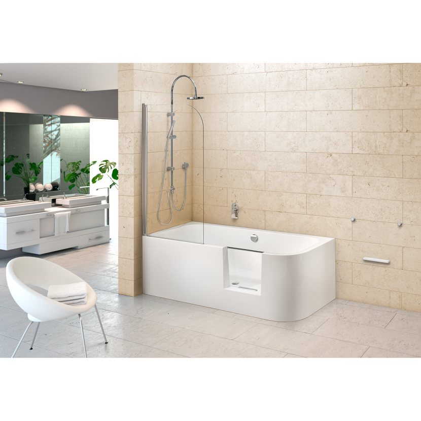 Badewanne 'Free-Gate' rechts Sanitäracryl weiß 1800 x 800 mm