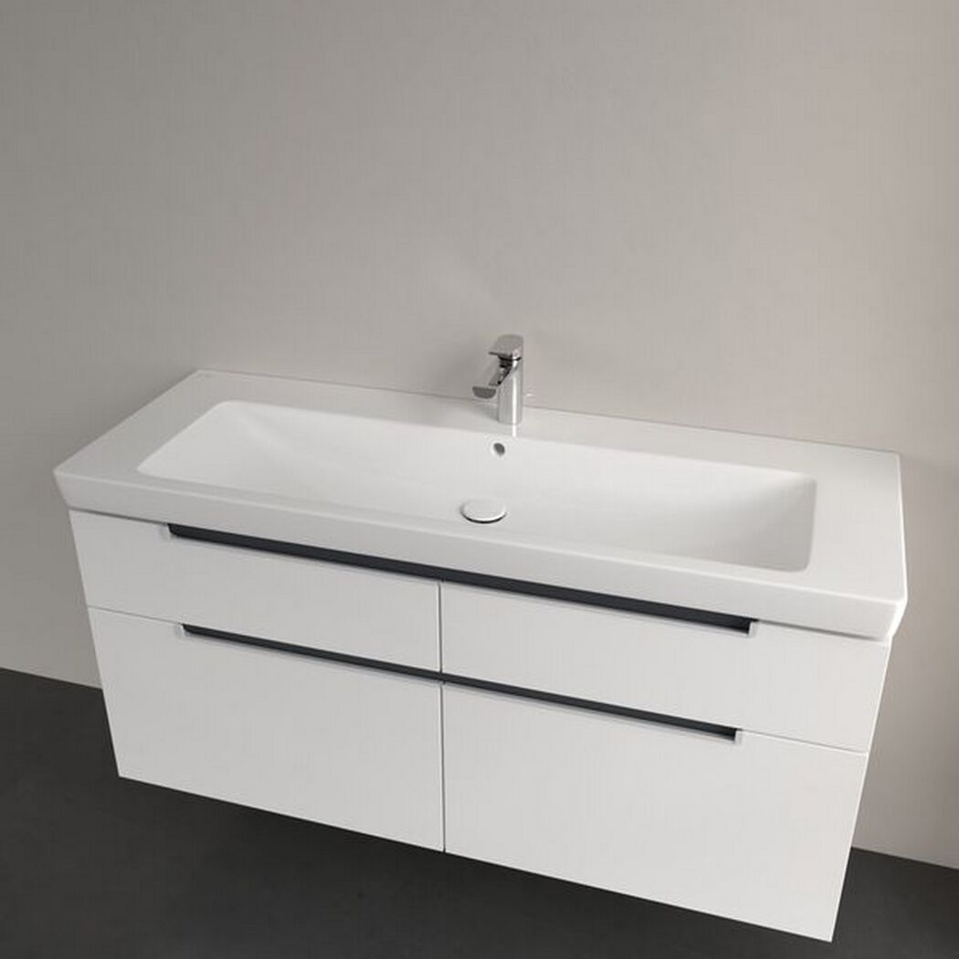 Waschbecken eckig 'Subway 2.0' weiß 130 x 16 x 55,5 cm