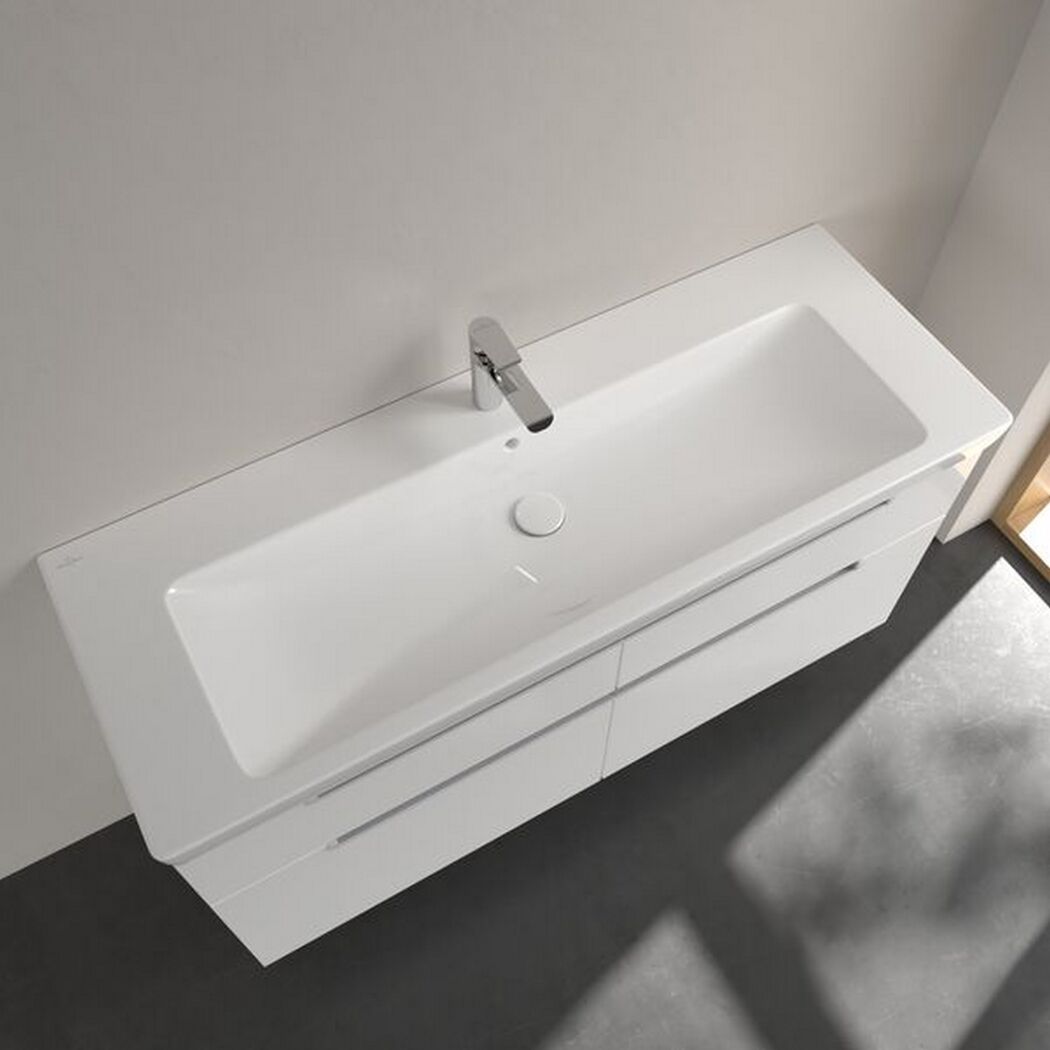 Waschbecken eckig 'Subway 2.0' weiß 130 x 16 x 55,5 cm
