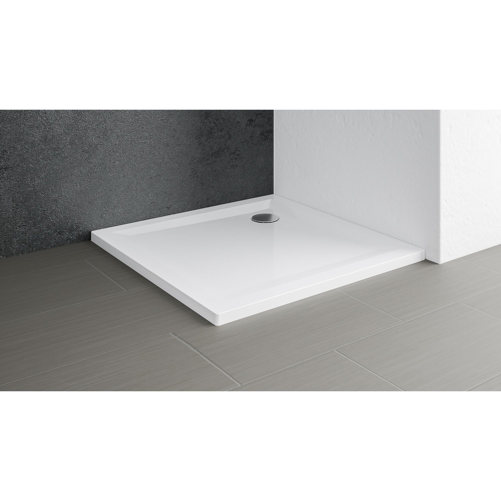 Duschwanne aus Mineralguss, weiß, extraflach