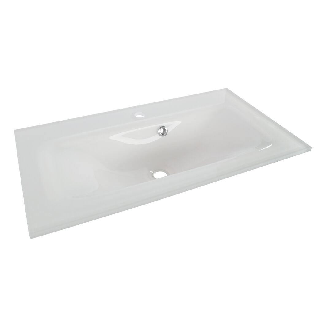 Weißes Glaswaschbecken