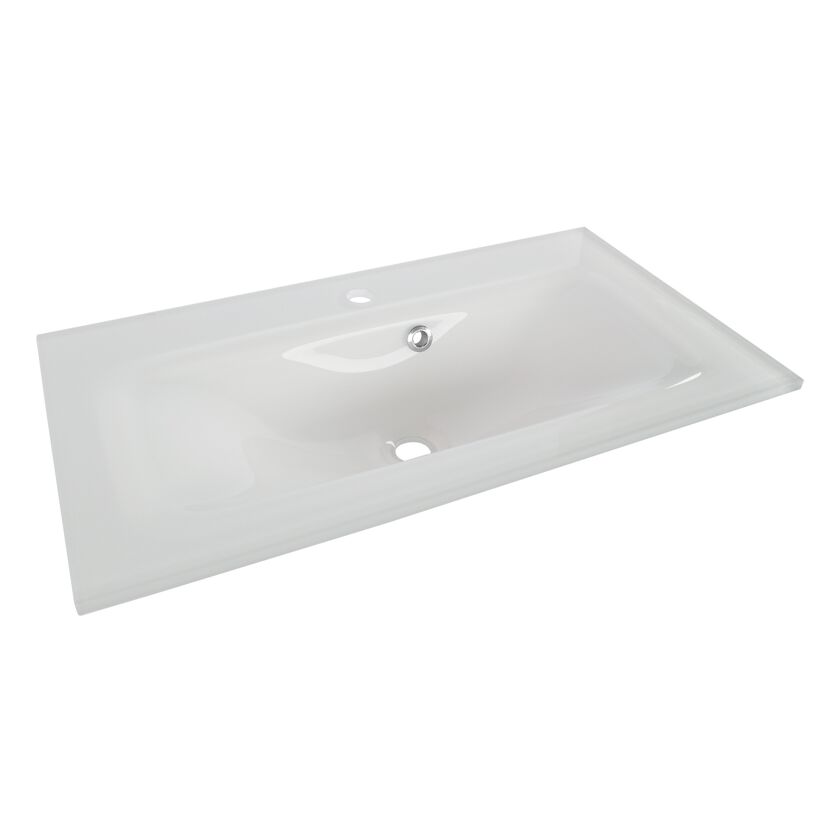 Weißes Glaswaschbecken