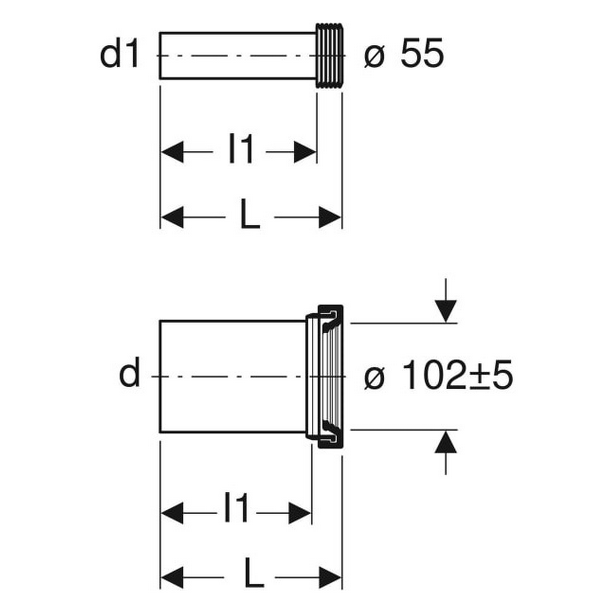 Wand-WC-Anschlussset Ø 90 x 300 mm