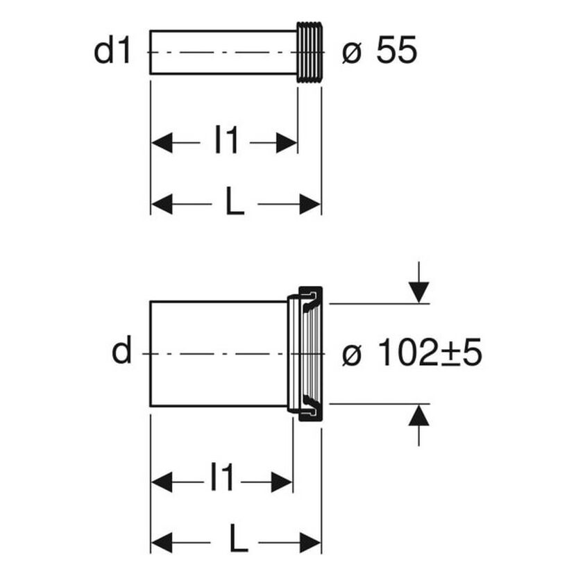 Anschlussset für Wand-WC Ø 90 x 300 mm
