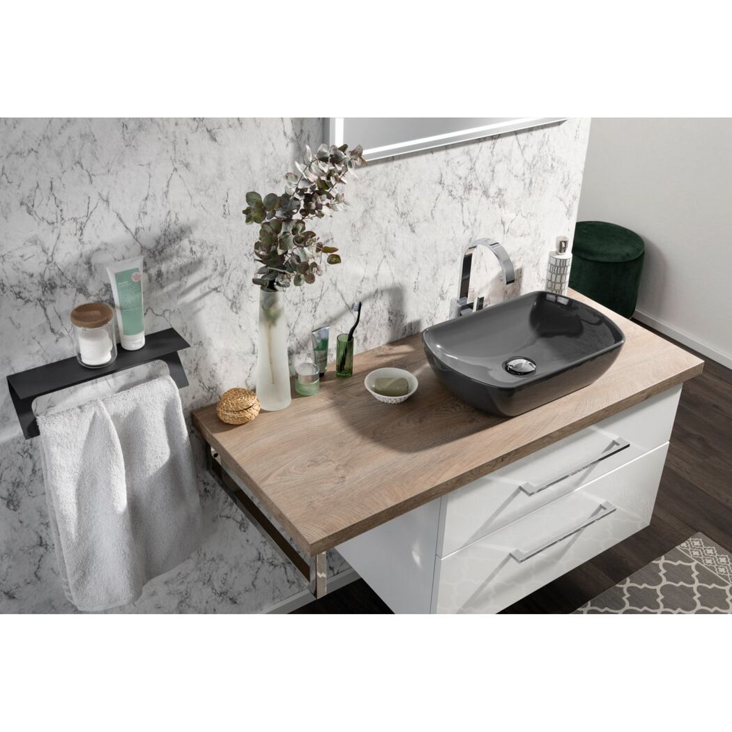 Aufsatzbecken oval 'New York' grau 50,5 x 31,5 x 12 cm
