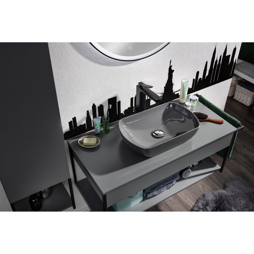 Aufsatzbecken oval 'New York' grau 50,5 x 31,5 x 12 cm