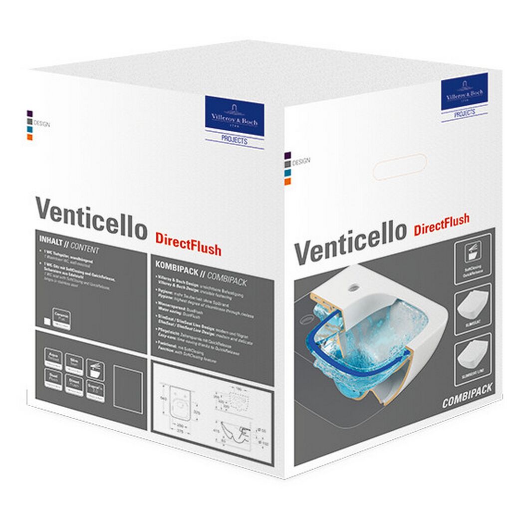 Wand-WC spülrandlos 'Venticello' inklusive WC-Sitz weiß