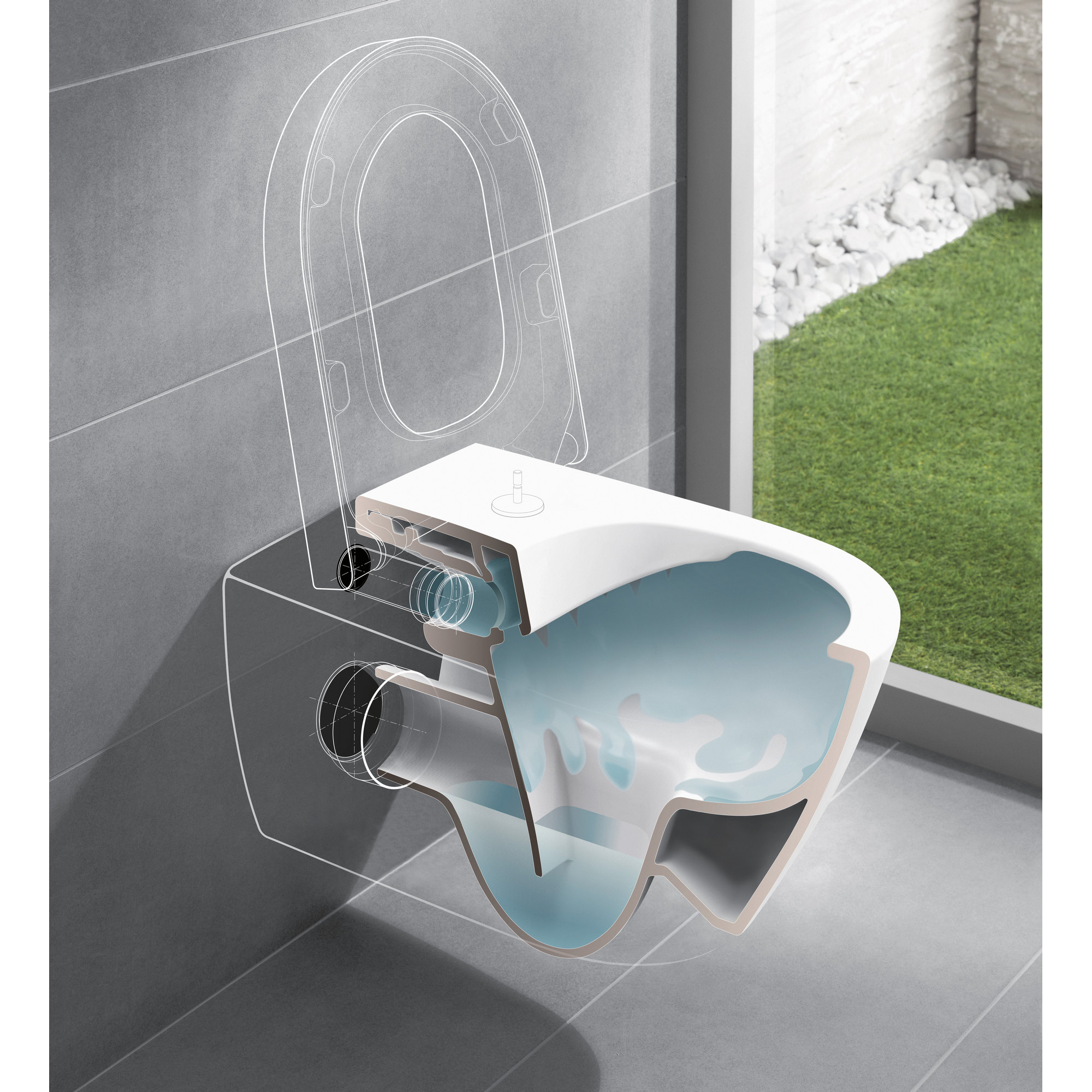 Wand-WC-Set 'Venticello' spülrandlos weiß inkl. Sitz + product picture