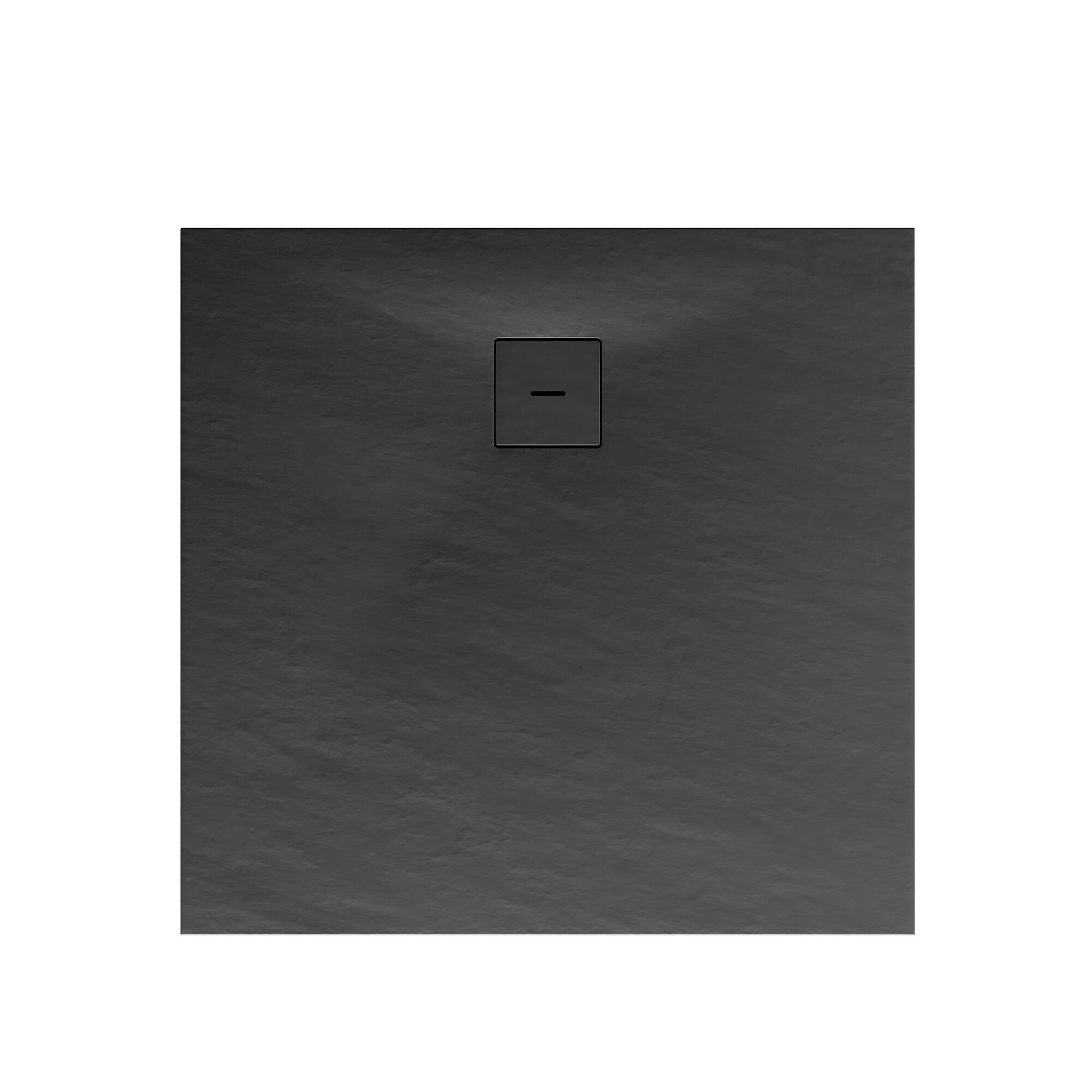 Schwarze Duschwanne mit quadratischem Ablauf