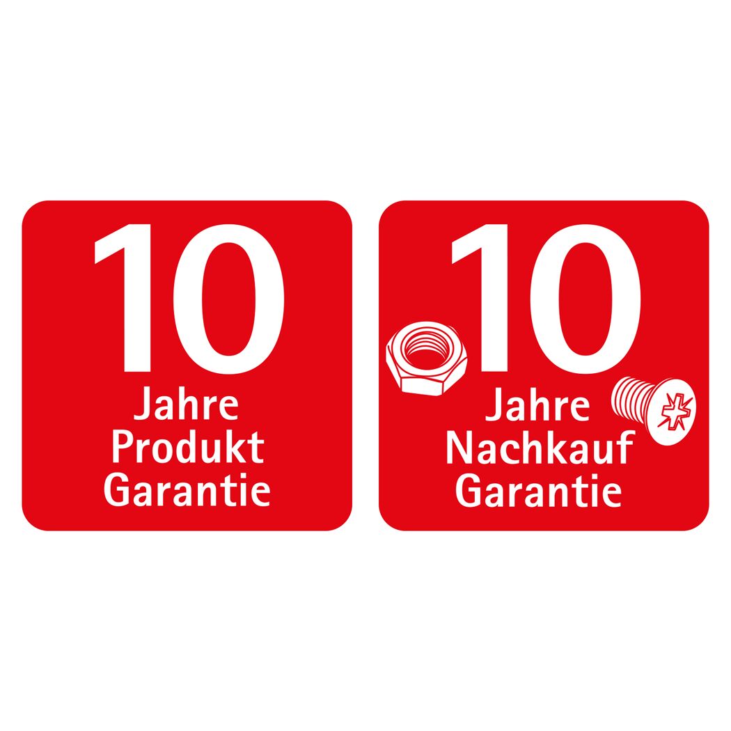 10 Jahre Produktgarantie, 10 Jahre Nachkaufgarantie