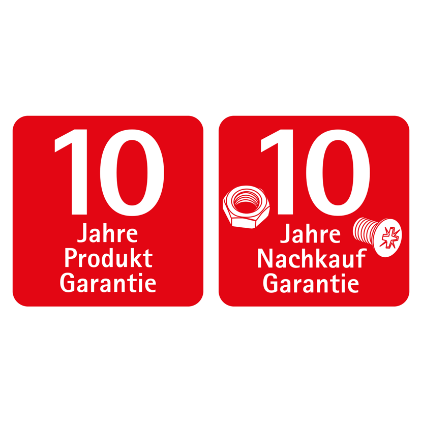10 Jahre Produktgarantie und 10 Jahre Nachkaufgarantie