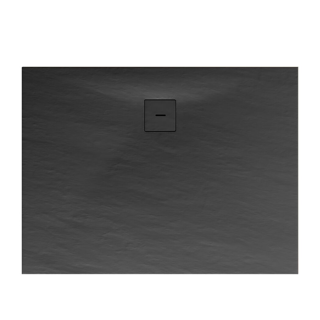 Schwarze Duschwanne mit Abfluss