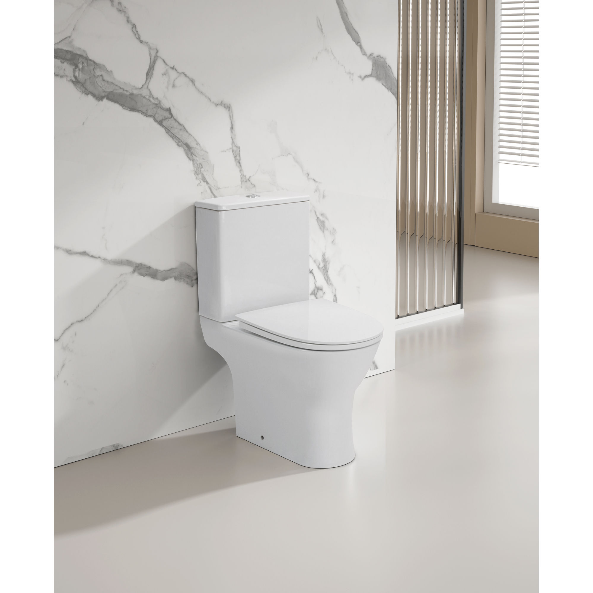 Stand-WC 'Paros' mit WC-Sitz und Spülkasten, spülrandlos, weiß