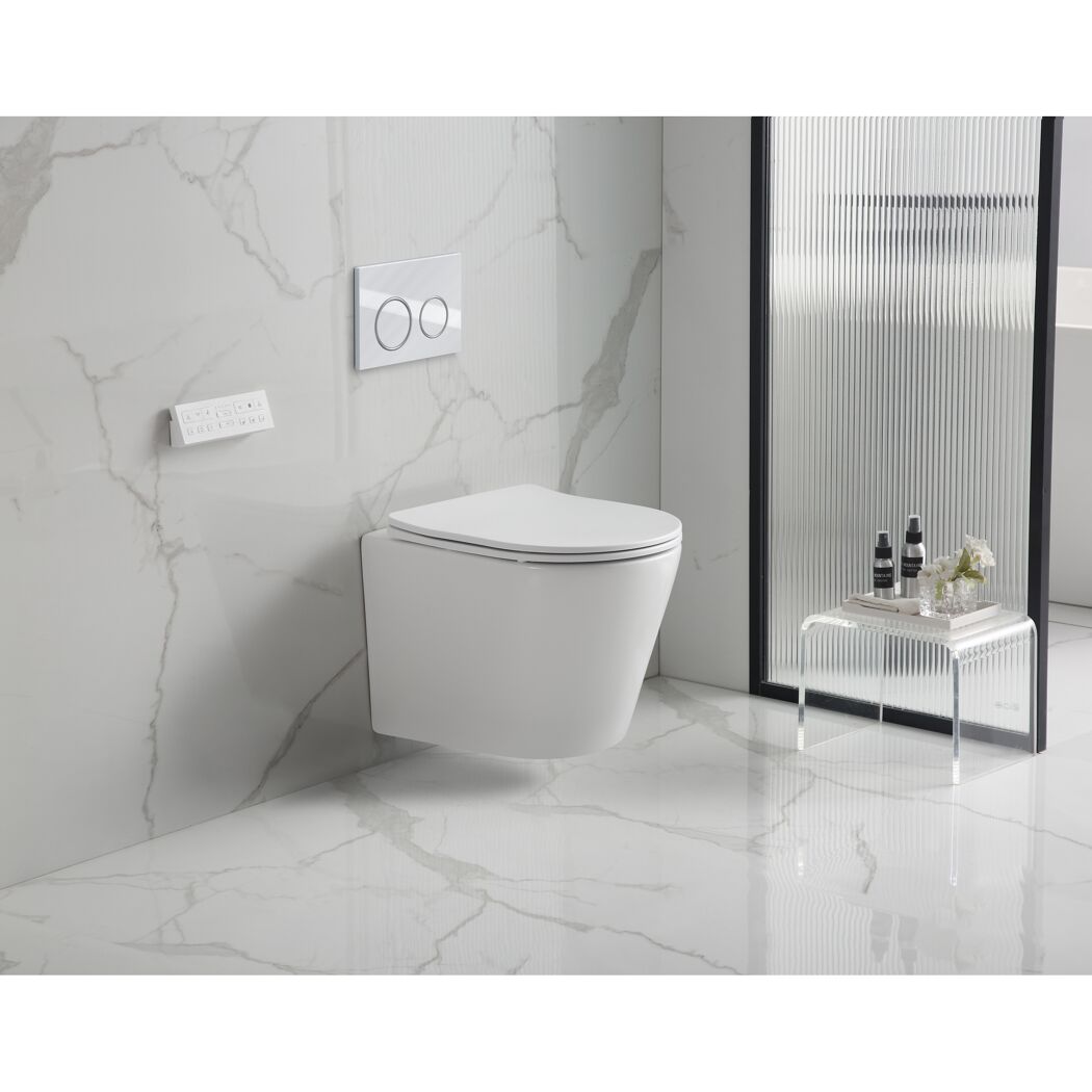 Wand-WC-Set spülrandlos 'Nakia' inklusive WC-Sitz weiß