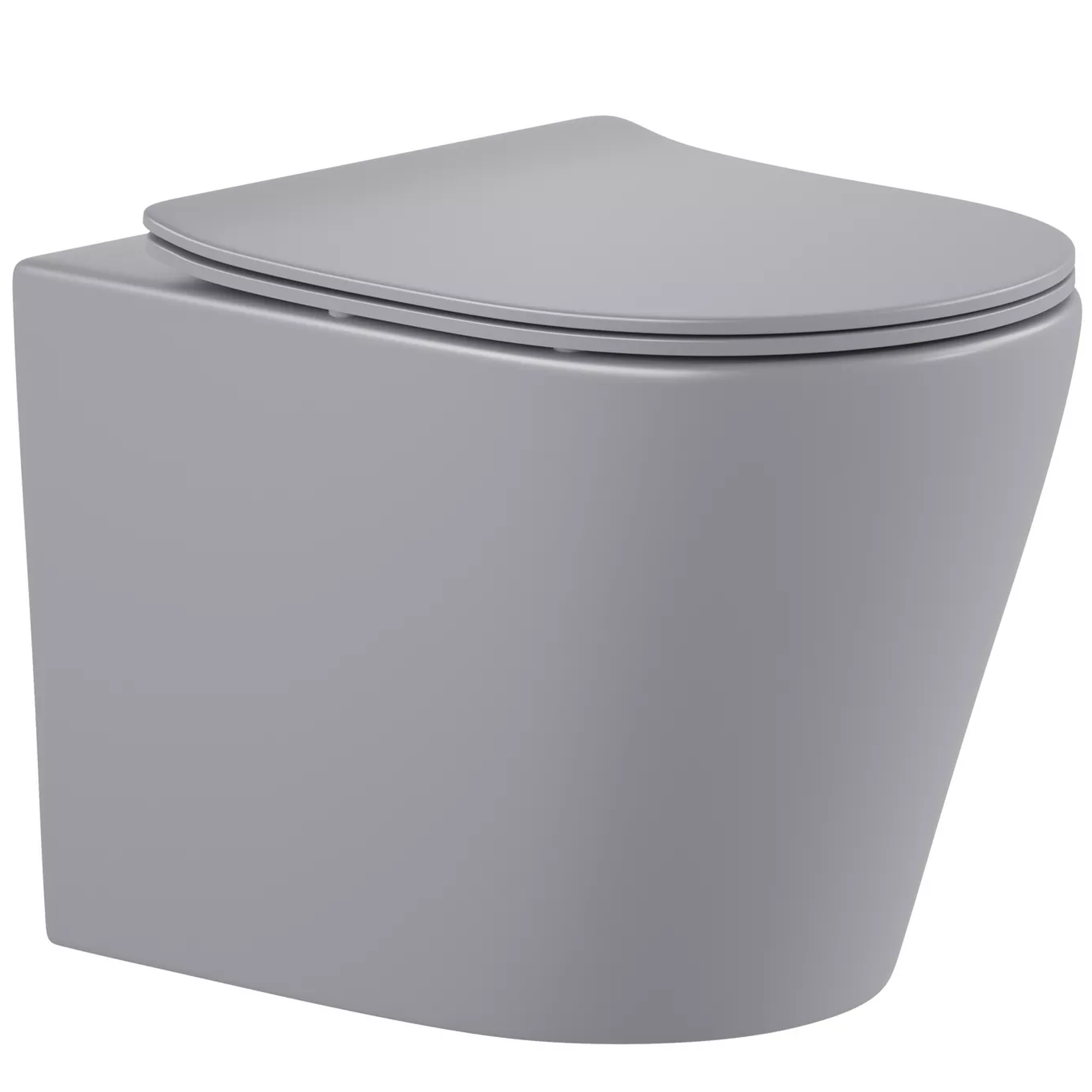 Wand-WC 'Nakia' spülrandlos inklusive WC-Sitz matt hellgrau