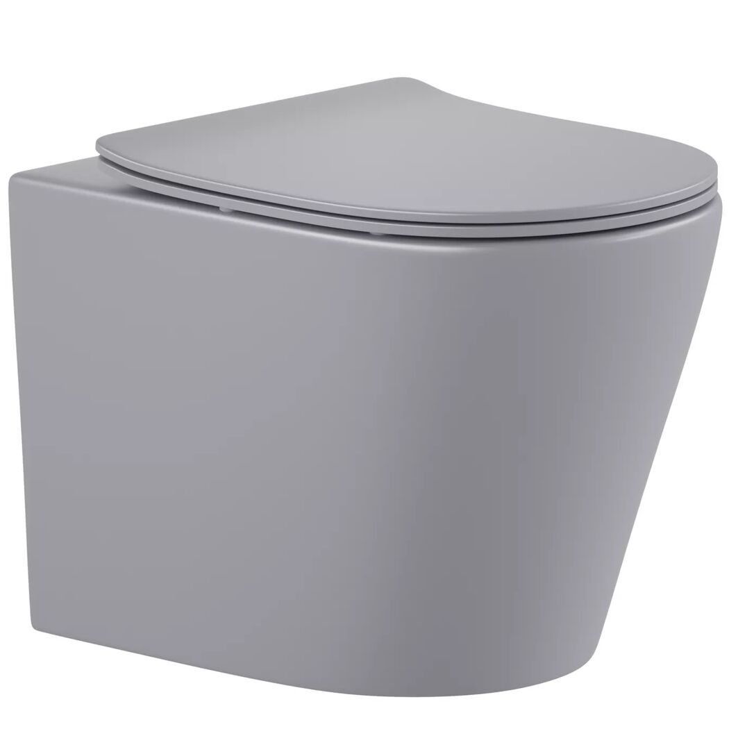 Wand-WC-Set spülrandlos 'Nakia' inklusive WC-Sitz hellgrau