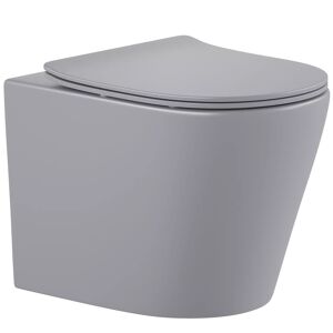 Wand-WC 'Nakia' spülrandlos inklusive WC-Sitz matt hellgrau