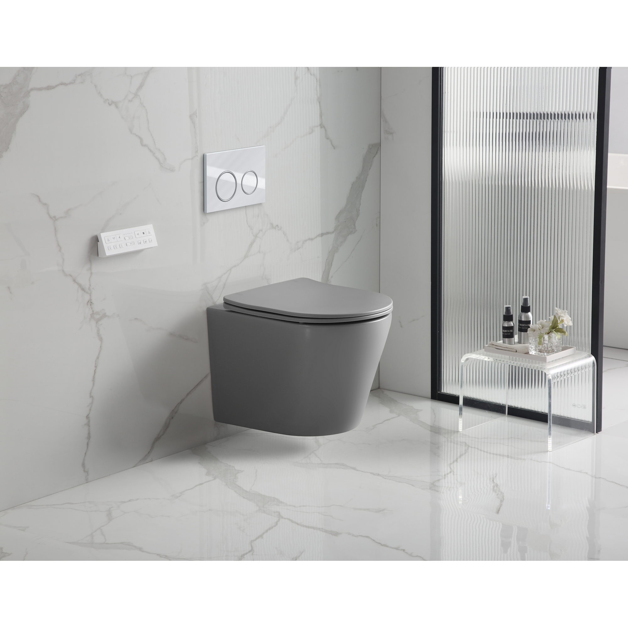 Wand-WC 'Nakia' spülrandlos inkl. WC-Sitz dunkelgrau matt