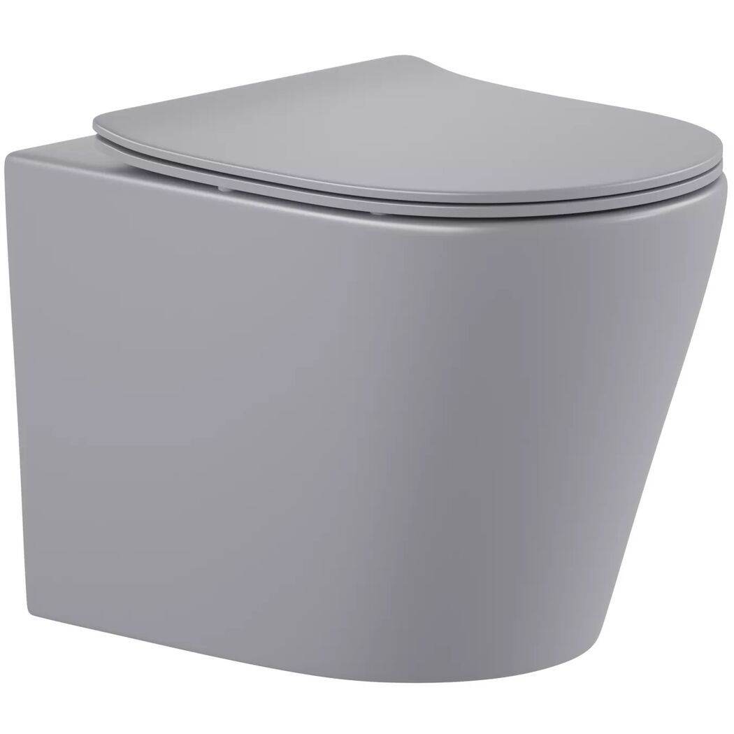 Wand-WC-Set spülrandlos 'Nakia' inklusive WC-Sitz dunkelgrau
