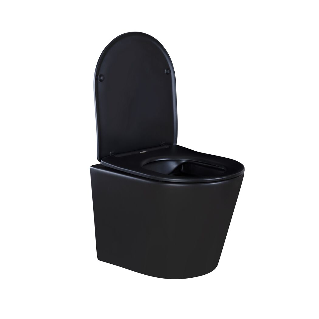 Wand-WC-Set spülrandlos 'Nakia' inklusive WC-Sitz schwarz