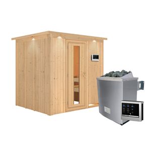 Systemsauna 'Sodin' mit Ofen und Dachkranz natur 210 x 202 x 184 cm, 4,5 kW