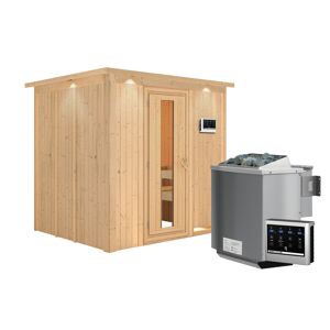 Systemsauna 'Sodin' mit Bio-Ofen und Dachkranz natur 210 x 202 x 184 cm, 4,5 kW