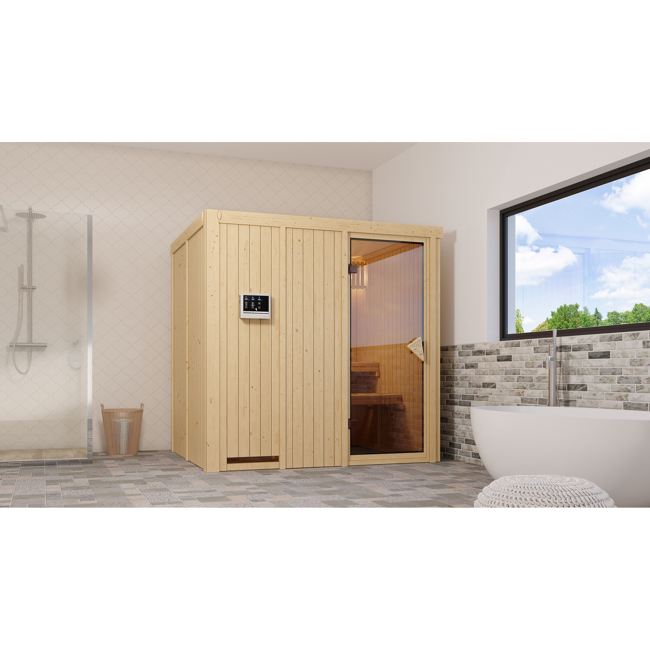 Bild von Systemsauna 'Sodin' mit Ofen natur 196 x 198 x 170 cm, 4,5 kW