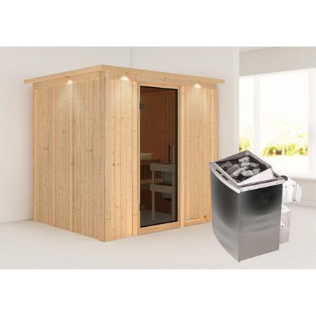 3. Bild von Systemsauna 'Sodin' mit Ofen und Dachkranz natur 210 x 202 x 184 cm, 4,5 kW