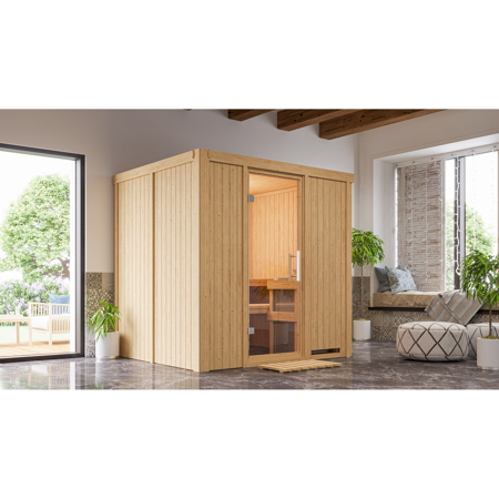Bild von Systemsauna 'Sodin' mit Ofen natur 196 x 198 x 170 cm, 4,5 kW