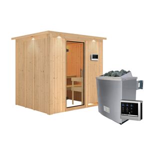 Systemsauna 'Sodin' mit Ofen und Dachkranz natur 210 x 202 x 184 cm, 4,5 kW