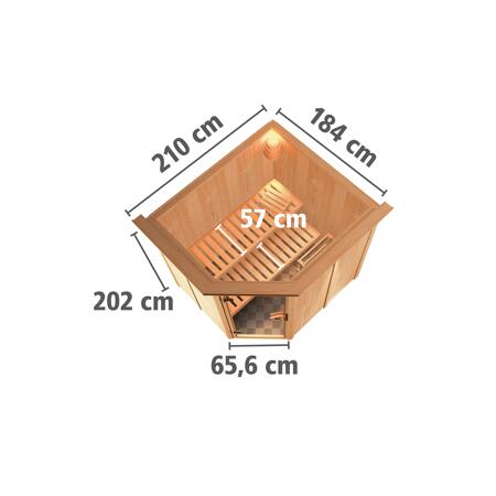 4. Bild von Systemsauna 'Siirin' mit Bio-Ofen und Dachkranz natur 210 x 202 x 184 cm, 4,5 kW