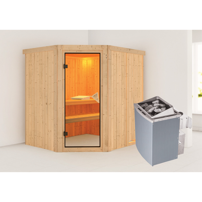 Bild von Systemsauna 'Siirin' mit Ofen natur 196 x 198 x 170 cm, 4,5 kW