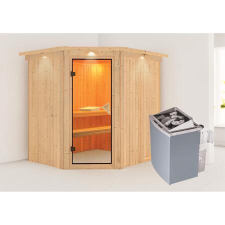 3. Bild von Systemsauna 'Siirin' mit Ofen und Dachkranz natur 210 x 202 x 184 cm, 4,5 kW