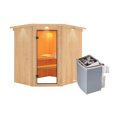 5. Bild von Systemsauna 'Siirin' mit Ofen und Dachkranz natur 210 x 202 x 184 cm, 4,5 kW