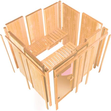 14. Bild von Systemsauna 'Siirin' mit Ofen und Dachkranz natur 210 x 202 x 184 cm, 4,5 kW