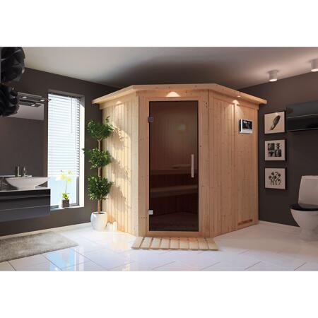 2. Bild von Systemsauna 'Siirin' mit Ofen und Dachkranz natur 210 x 202 x 184 cm, 4,5 kW